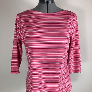 Kathy Lee Collection Stretch striped top Size Large 3/4 Sleeves New
